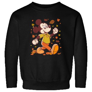 Discover Disney Mickey Mouse Strolling Through Autumn Leaves Fall Sweatshirts