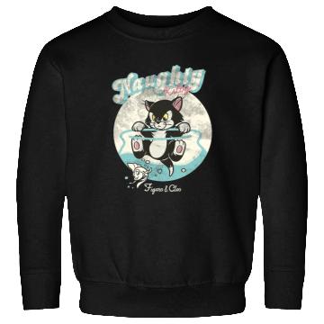 Discover Disney Pinocchio Naughty Kitty Figaro & Cleo Retro Big Logo Sweatshirts