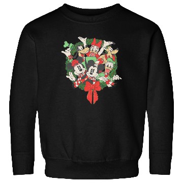 Discover Disney Group Shot Christmas Wreath ,Long Sleeve Sweatshirts