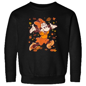 Discover Disneyss Minnie Mouse Strolling Through Autumn Leaves Fall Sweatshirts