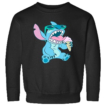 Discover Disney Lilo & Stitch Eating Ice Cream Retro Pocket Logo Sweatshirts