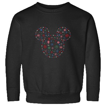 Discover Disney Mickey Mouse Icon Christmas Holiday Lights Snowflakes Sweatshirts