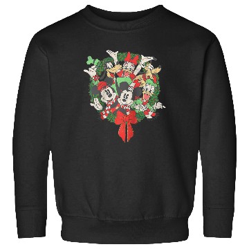 Discover Disney Group Shot Christmas Wreath Raglan Baseball Tee Sweatshirts