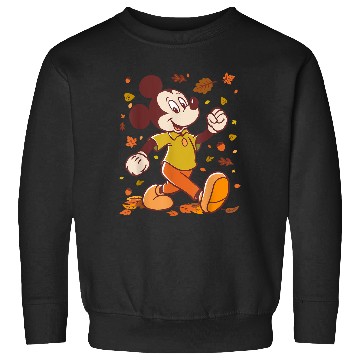 Discover Disneyss Mickey Mouse Strolling Through Autumn Leaves Fall Sweatshirts
