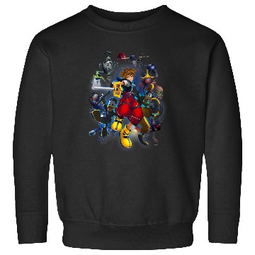 Discover Disney Kingdom Hearts Sora Surrounded Vintage Hero Poster Sweatshirts