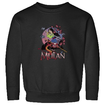 Discover Disney Mulan And Mushu Collage Portrait Logo Tan Sweatshirts