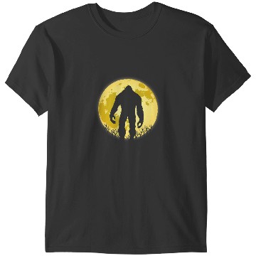 Discover Scary Cryptid ghosts Forest a yellow Full Moon with Bigfoot T-Shirts