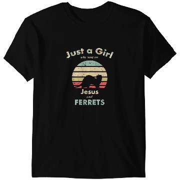 Discover Ferret Gift Christian Just A Girl Who Runs on Jesus and Ferrets Retro Ferret T-Shirts