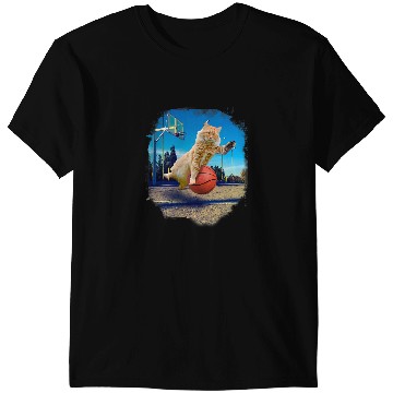 Discover Cat Paws Basketball Lover Maine Coon Cat Playing T-Shirts