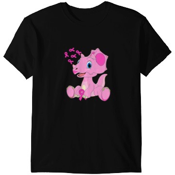 Discover Dinosaur Dino Breast Cancer Triceratops Dinosaur Ribbon Boy T-Shirts