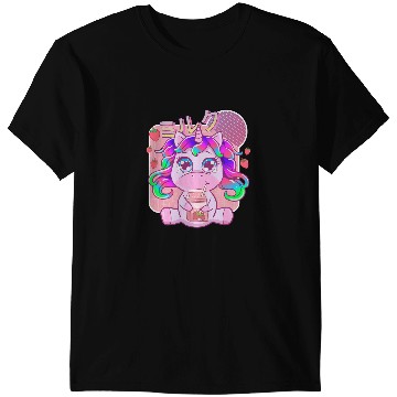 Discover Unicorns Funny Kawaii Unicorns Strawberry Milk Shake Japanese Anime T-Shirts