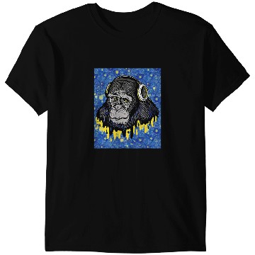 Discover Monkey Lover Starry Night Music Headphones Monkey T-Shirts
