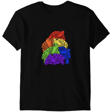 Discover KV9 Turtle LGBT Gay Pride Rainbow Flag Turtle Stack LGBT T-Shirts