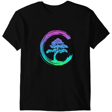 Discover Bonsai Tree Enso Circle Calligraphy Art for Meditation T-Shirts