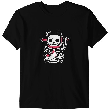 Discover black cats Paws Skeletons Skulls Funny Lucky Friday Skeletons Lucky Cat Horror Movie Lover455 T-Shirts