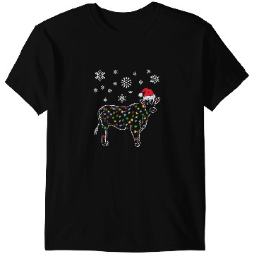 Discover Cattle Cow Christmas Light Tree xmass Snow Lover 4 T-Shirts