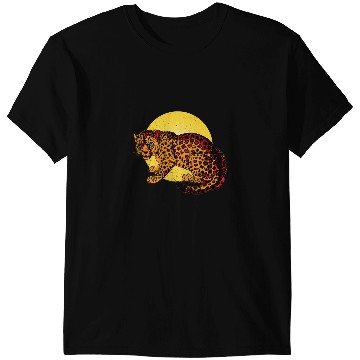 Discover Halloween Orange jaguarss Cat Yellow Moon light Graphic Art T-Shirts