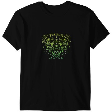 Discover Taurus Zodiac Sign Astrology Art HandDrawn Green Taurus T-Shirts