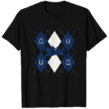 Discover Disney Mickey Mouse Horse Racing Silhouette Argyle Pattern Baseball Tees T-Shirts
