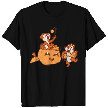 Discover Disneyss Chip N Dale Halloween Pumpkin Bucket Corner Art Baseball Tees T-Shirts