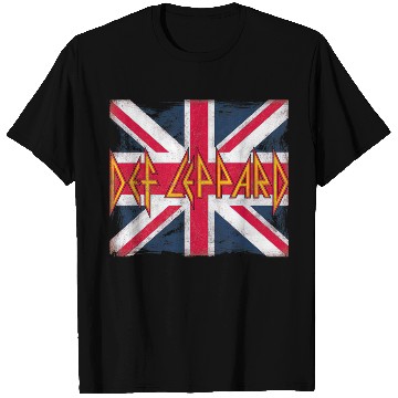 Discover Classic Def Leppard Logo Union Jack 80s Rock T-Shirts