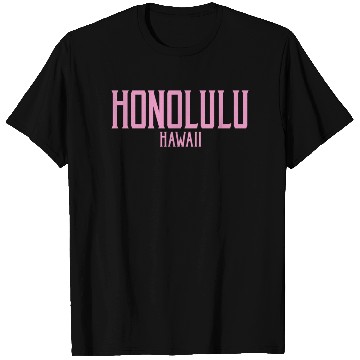 Discover Honolulu Hawaii Vintage Text Pink Print Pullover T-Shirts
