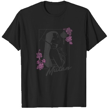 Discover Disney Mulan Floral Outline Portrait T-Shirts
