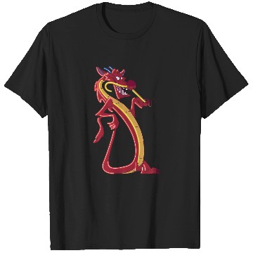 Discover Disney Mulan Mushu Neon Accent Portrait T-Shirts