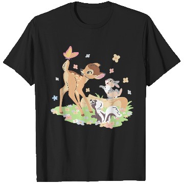 Discover Disney Bambi Thumper & Flower Pastel Spring Easter Butterfly V-Neck T-Shirts