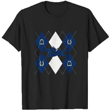 Discover Disney Mickey Mouse Horse Racing Silhouette Argyle Pattern T-Shirts