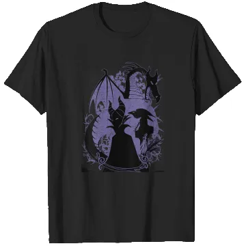 Discover Womens Disney Sleeping Beauty Maleficent Dragon Silhouette V-Neck T-Shirts