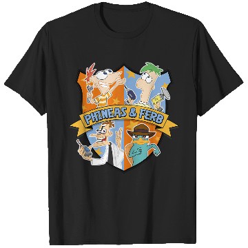 Discover Disney Phineas And Ferb Main Characters Emblem Logo T-Shirts
