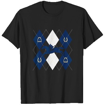 Discover Disney Mickey Mouse Horse Racing Silhouette Argyle Pattern T-Shirts