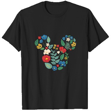 Discover Disney Mickey Mouse Head Shape Icon Flowers Garden Spring T-Shirts