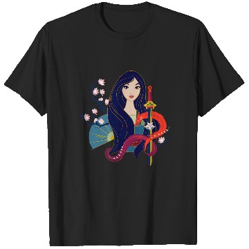 Discover Disney Princess Mulan and Mushu Modern Art Deco Style T-Shirts