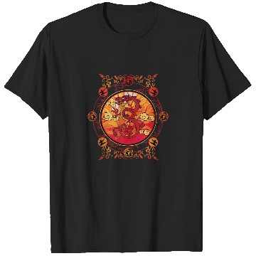 Discover Disney Mulan Mushu Traditional Art Circle Portra T-Shirts