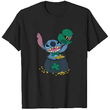 Discover Disney Stitch Pot Of Gold Shamrock St. Patrick'S Day T-Shirts