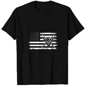 Discover Billiards American Flag Cue Pool Balls Billiard Player Gift T-Shirts