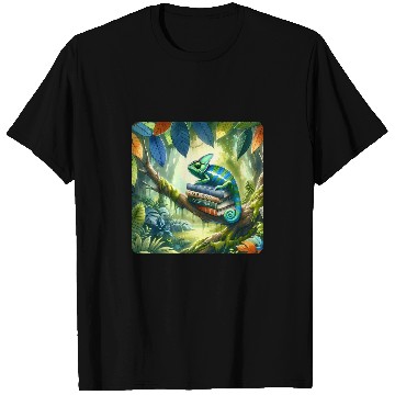 Discover Chameleon Reading Book In Jungle Branch Books Camouflaged T-Shirts
