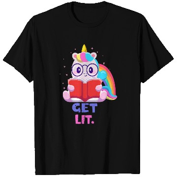 Discover Book Readers Get Lit Reading Books Funny Unicorns T-Shirts