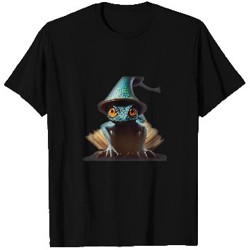 Discover Anthromorphic Tiny Wizard Lizard Wizard Hat Magic Book T-Shirts