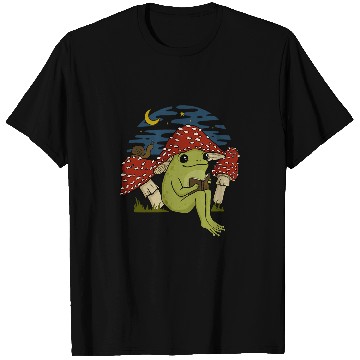 Discover Frog Mushroom Hat Reading Book Cottagecore Goblincore T-Shirts