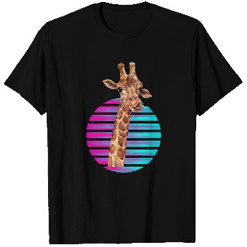 Discover Retro Giraffe Synthwave Giraffe Zoo Worker Animal T-Shirts