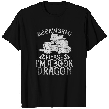 Discover Funny Reading Fantasy Bookworm Please Im A Book Dragon T-Shirts
