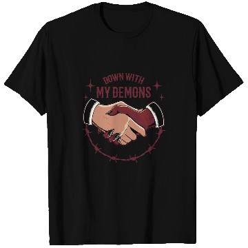 Discover Down with My Demons Devil Satan Occult Satanic Pagan Goth T-Shirts
