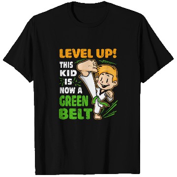 Discover Level Up This Kid Is Now Green Belt Funny Karate Kata Boys T-Shirts