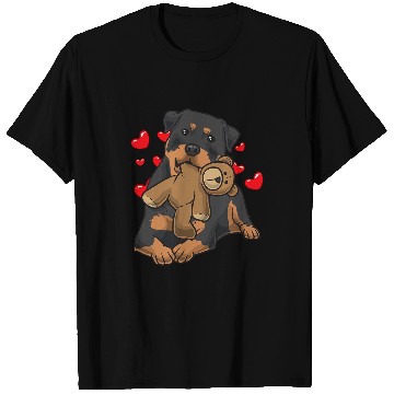 Discover Dog Rottweiler With Stuffed Animal And Many Hearts T-Shirts