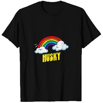 Discover Dog Husky Cute Funny Sarcastic Retro vintages 80s Rainbow T-Shirts