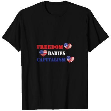 Discover Freedom Babies Capitalism American Flag Hearts T-Shirts