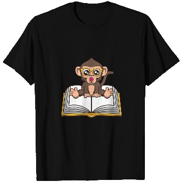 Discover Funny Monkey Book Reading Ape Literature T-Shirts